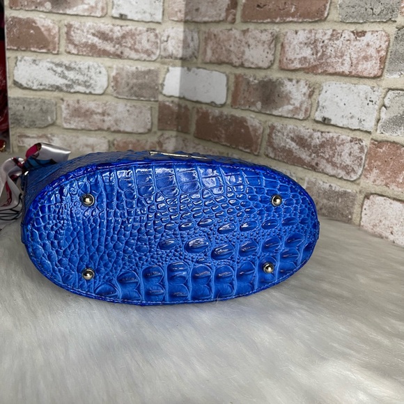 Brahmin Blue Croc-Embossed Shoulder Bag - Picture 7 of 14